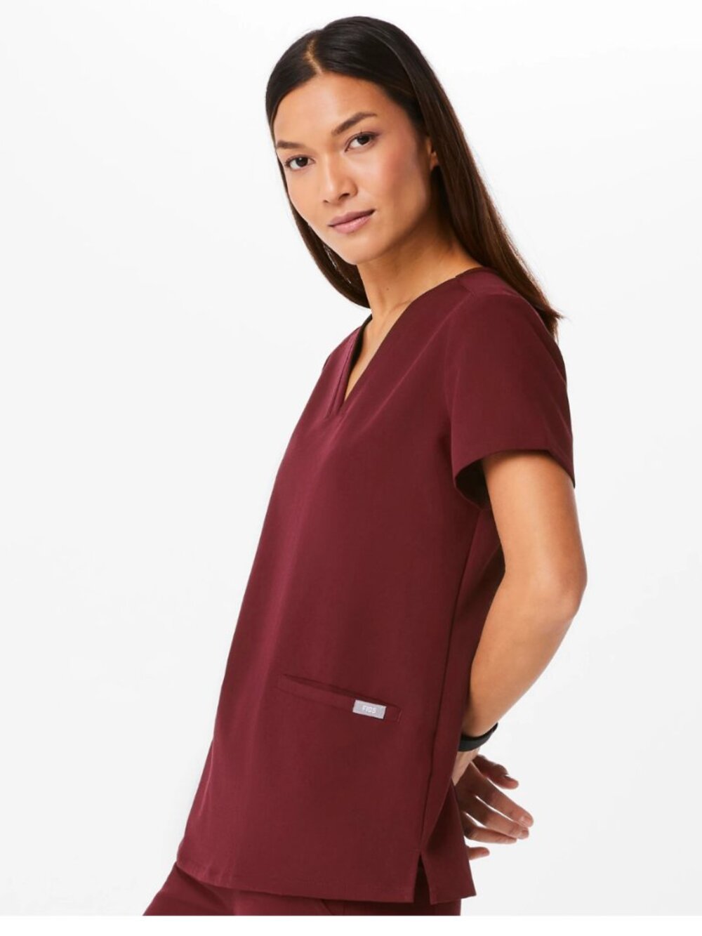 FIGS Medium Burgundy Short Sleeve Casma Scrub Top